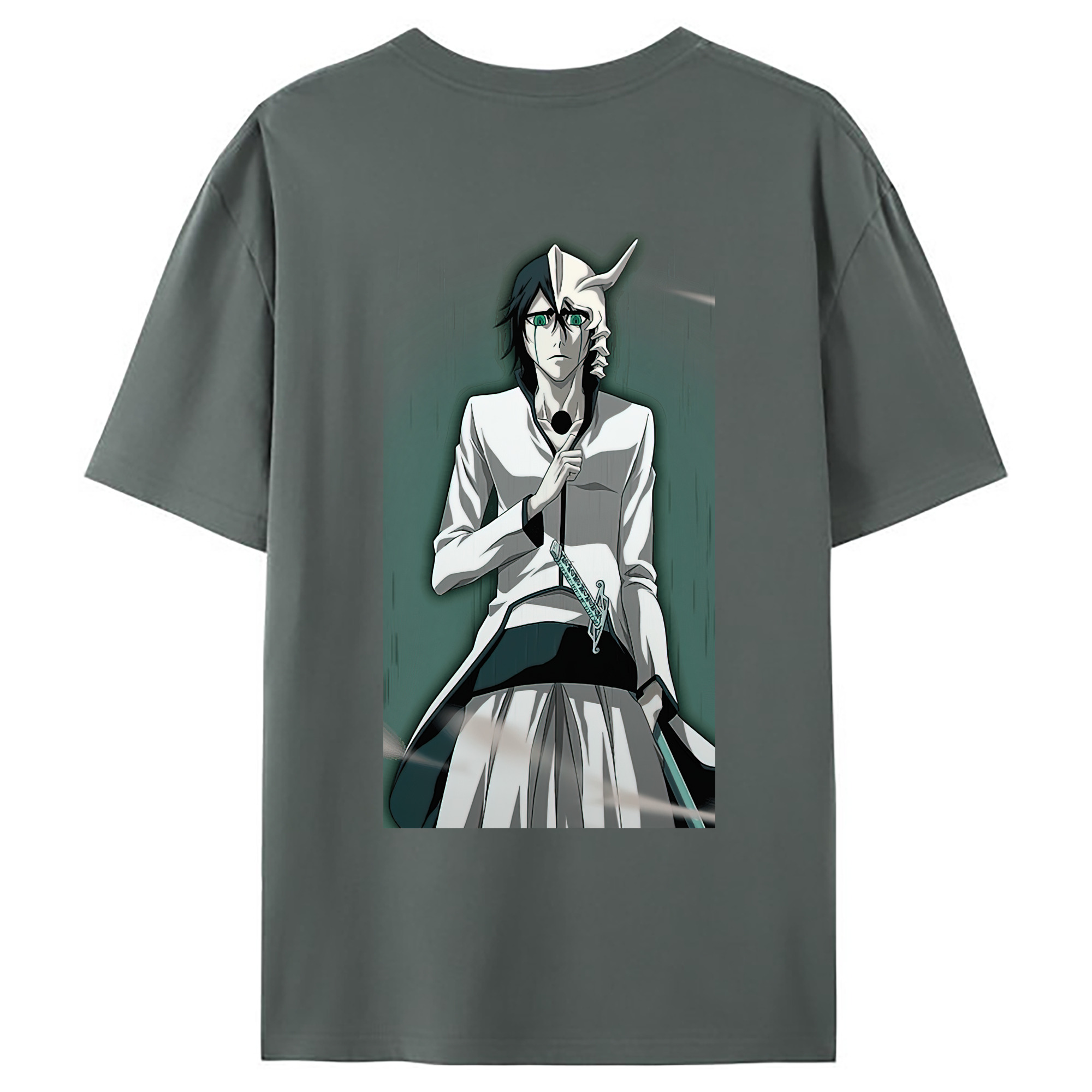 （画像用） ブリーチ ウルキオラ·シファー BLEACH Ulquiorra cifer 綿100％ メンズ半袖Tシャツ（バックプリント） 通気性